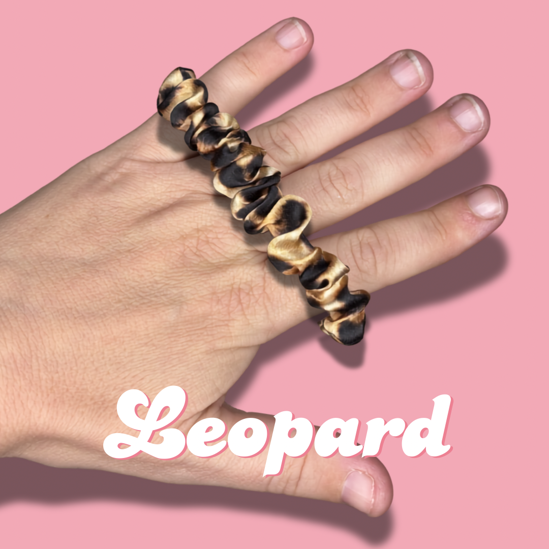 Leopard Thin Satin Scrunchie