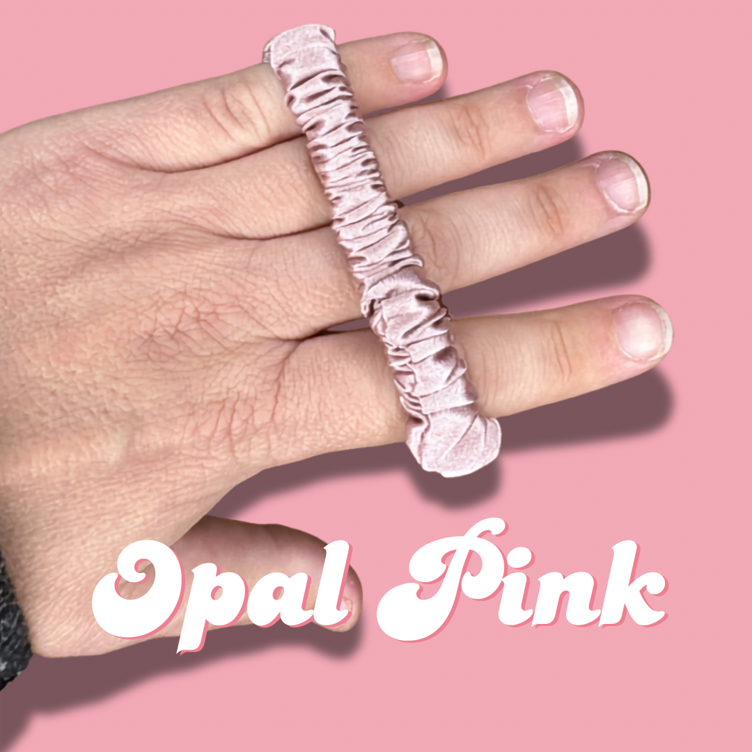Opal Pink Thin Satin Scrunchie