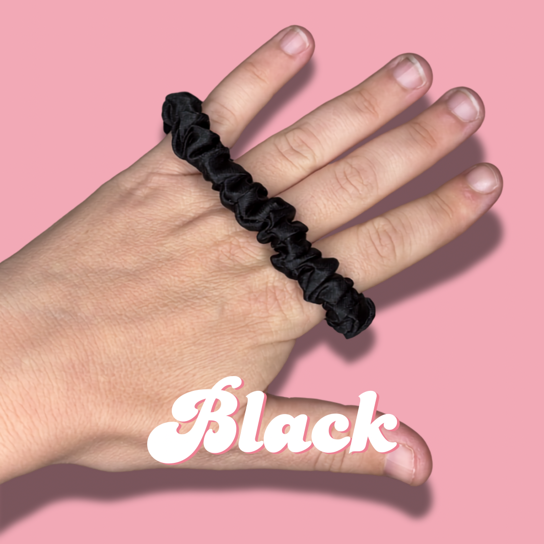 Black Thin Satin Scrunchie