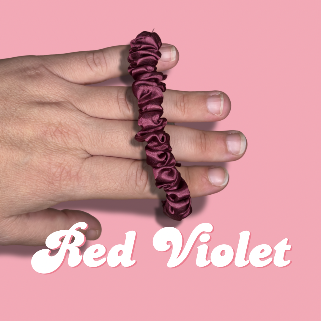 Red Violet Thin Satin Scrunchie
