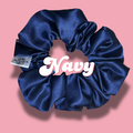 Navy Satin Scrunchie