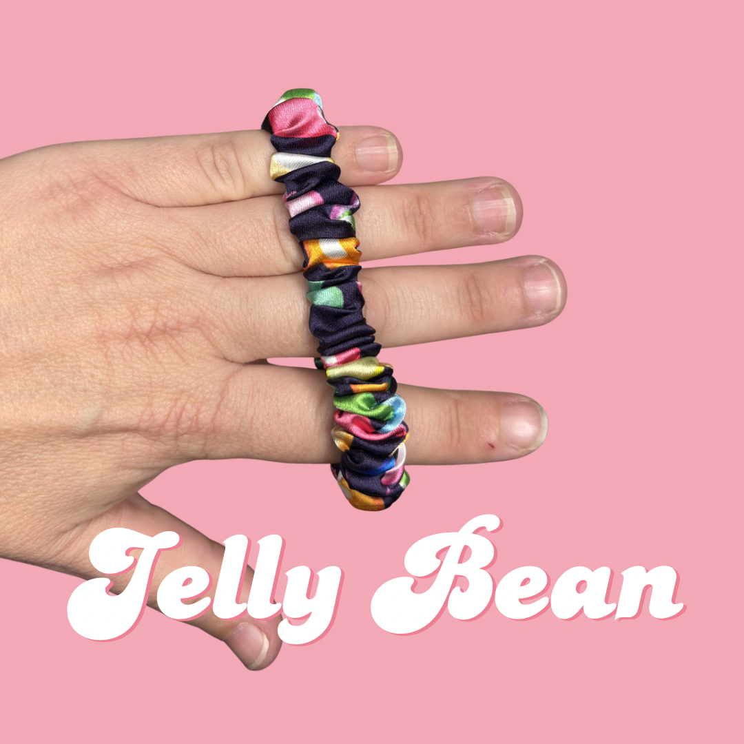 Jelly Bean Thin Satin Scrunchie