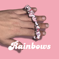 Rainbows Thin Satin Scrunchie