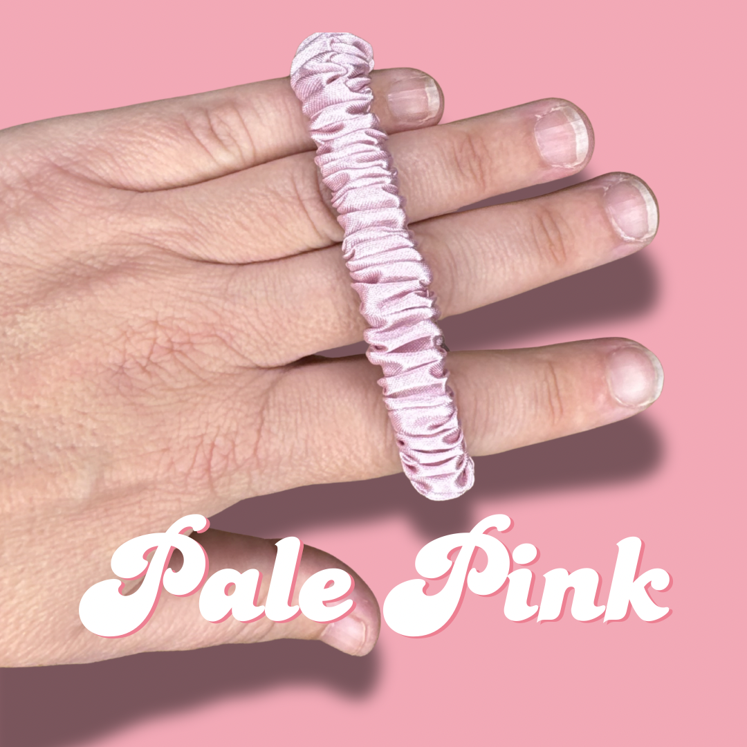 Pale Pink Thin Satin Scrunchie