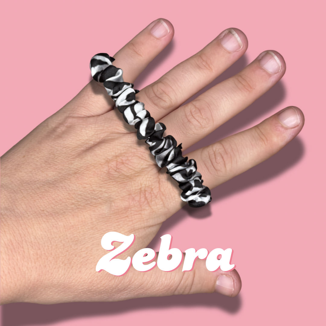 Zebra Thin Satin Scrunchie