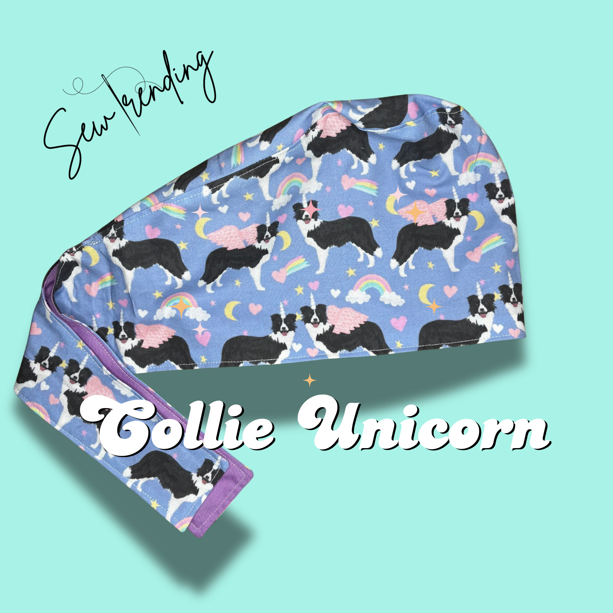 Collie Unicorn Scrub Hat