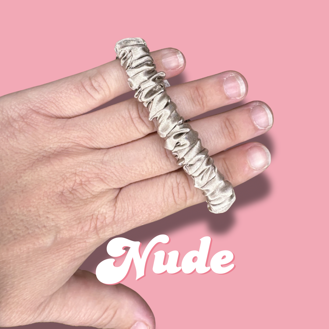 Nude Thin Satin Scrunchie