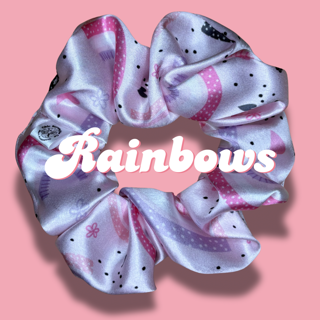 Rainbows Satin Scrunchies