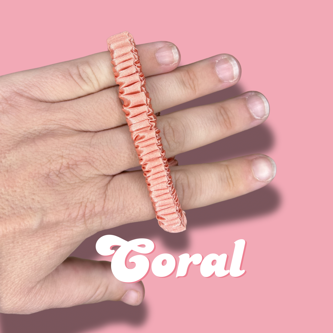 Coral Thin Satin Scrunchie