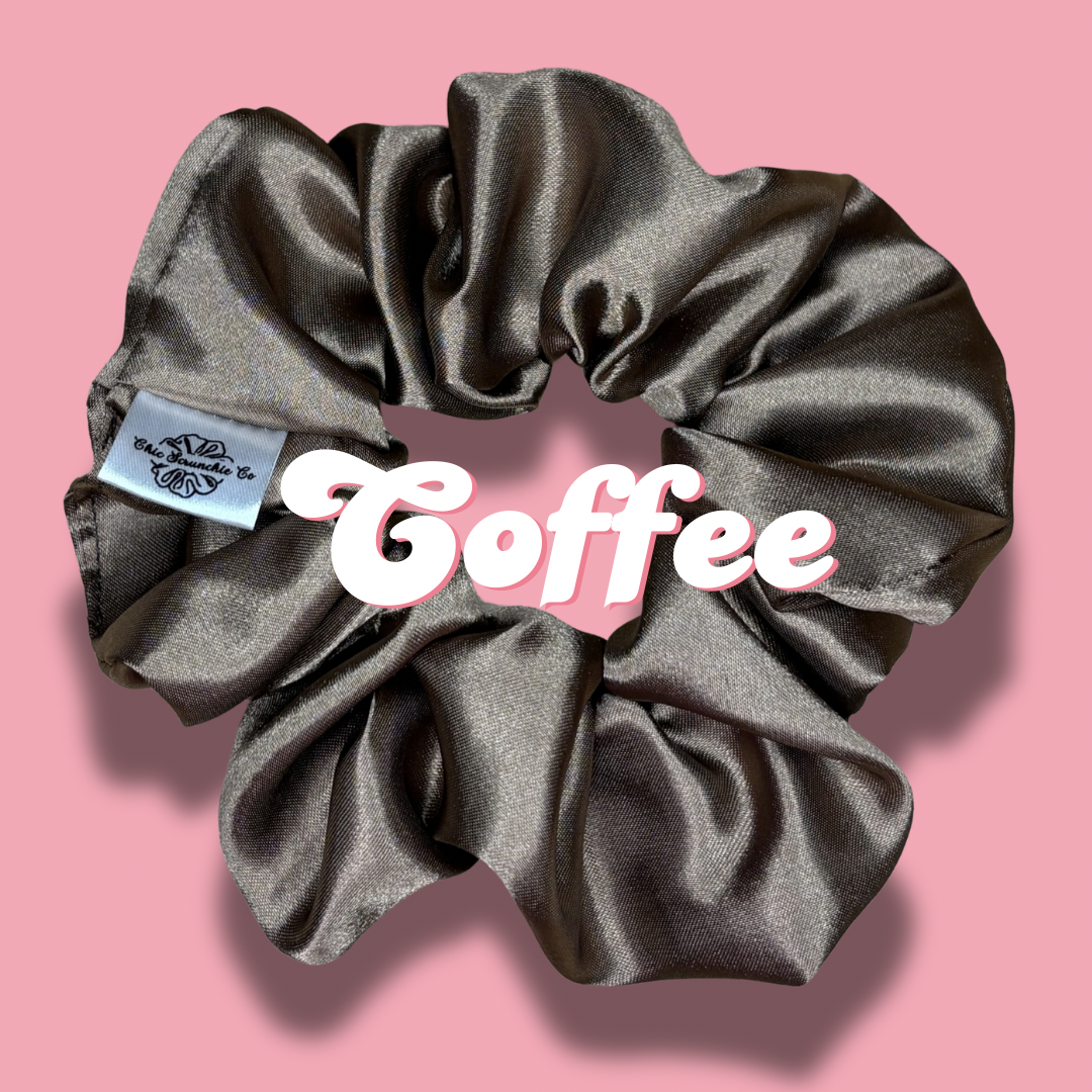 Coffee Satin Scrunchie