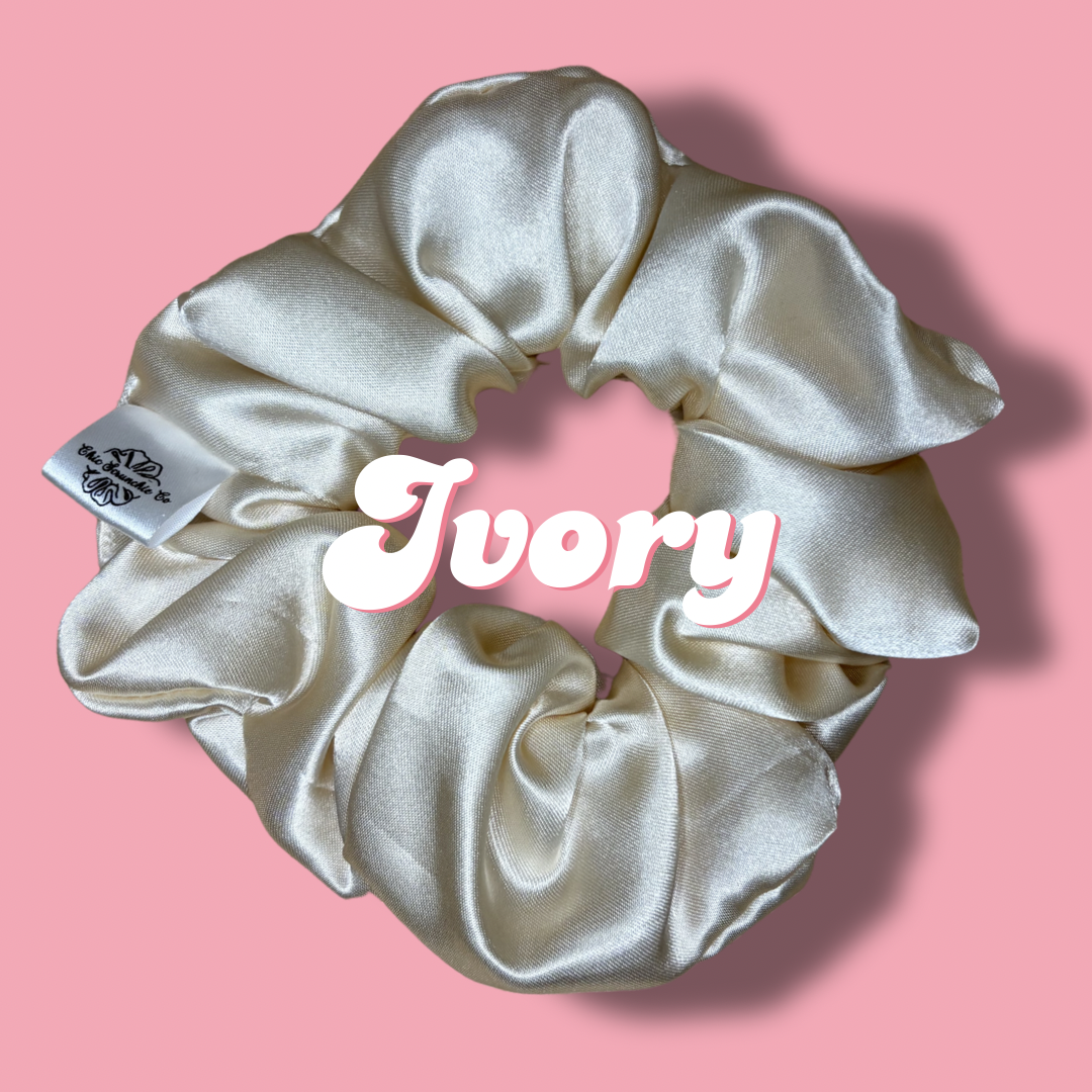 Ivory Satin Scrunchie